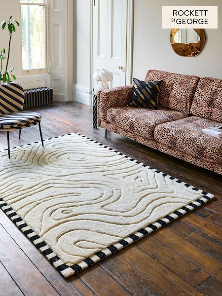 Rockett St George Cream Retro Curve Rug (N40245) | €163 - €573