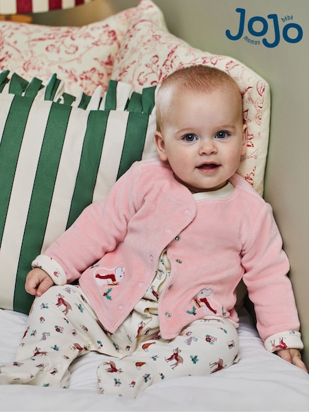 JoJo Maman Bébé Woodland 2-Piece Woodland Sleepsuit & Velour Jacket Set (N40358) | €47