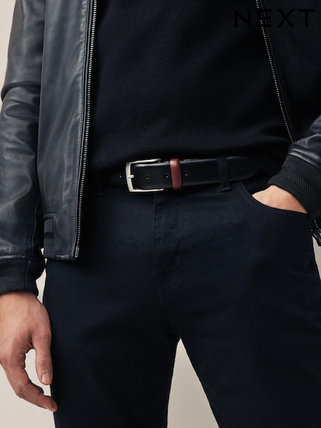 Black Leather Belt With Red Stitch (N40422) | €8.50