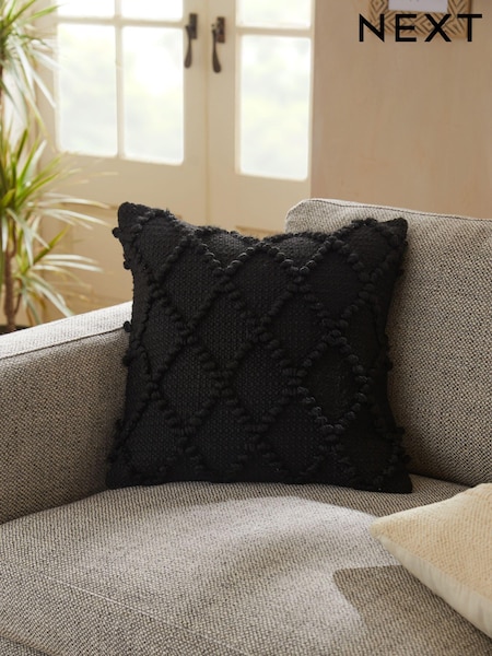 Black Chevron Bobble 43 x 43cm Cushion (N40504) | €12.50
