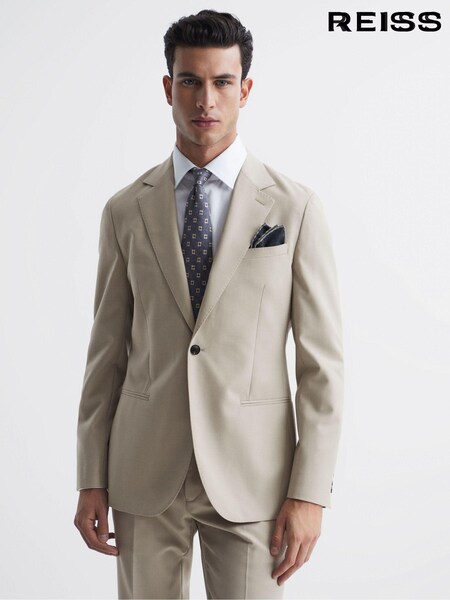 Reiss Stone Fine Modern Fit Single Breasted Wool Blazer (N40580) | €432