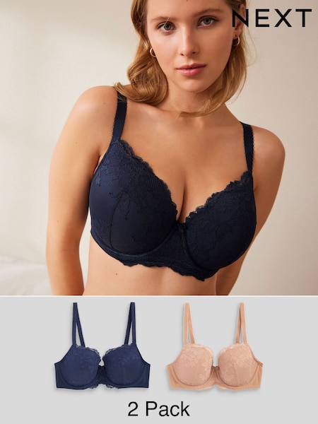 Navy/Praline Nude Pad Balcony DD+ Lace Bras 2 Pack (N40655) | €15