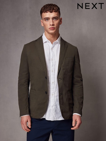 Khaki Green Slim Fit Garment Dye Blazer (N40659) | R$ 755