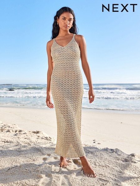 Gold - Metallic Knitted Dress (N40782) | 11 €