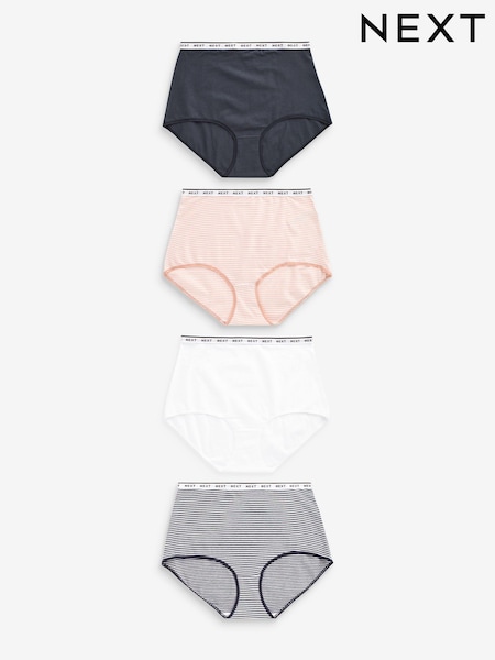 Pink/Blue Stripe Full Brief Logo Knickers 4 Pack (N40827) | $28