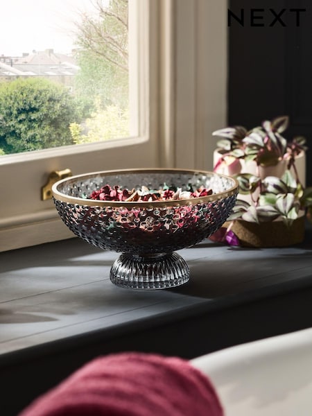 Blue Ribbed Glass Decorative Bowl (N40973) | kr307