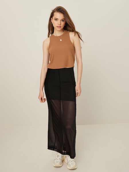 Черный - Mesh Midi Skirt (N41154) | €6