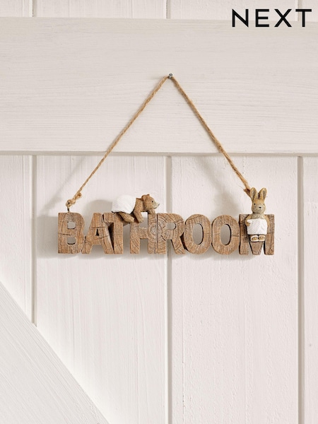 Bertie Bear and Rosie Rabbit Hanging Bathroom Sign (N41163) | €9