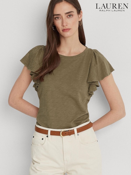 Lauren Ralph Lauren Afrodille Ruffle Sleeve Jersey T-Shirt (N41226) | €68