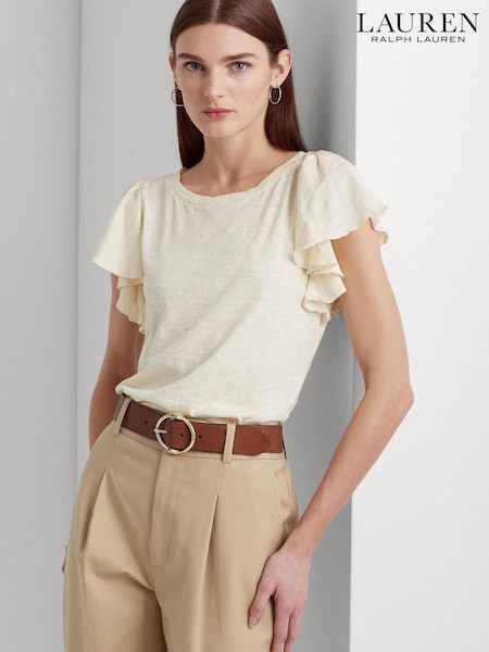 Lauren Ralph Lauren Afrodille Ruffle Sleeve Jersey T-Shirt (N41227) | €68