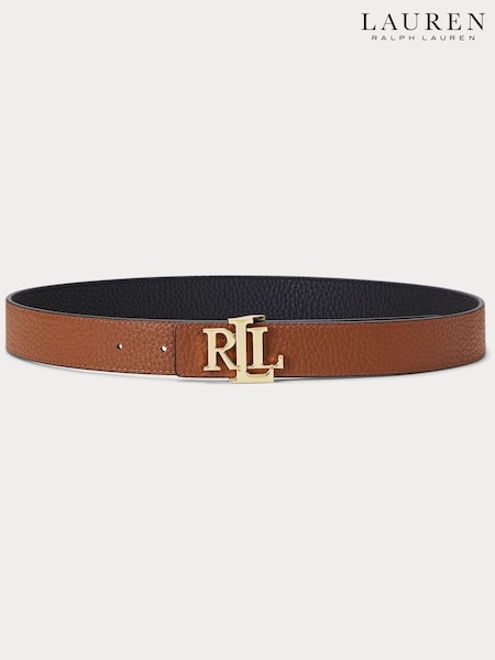 Negro - Lauren Ralph Lauren Logo Reversible Pebbled Leather Belt (N41238) | 140 €