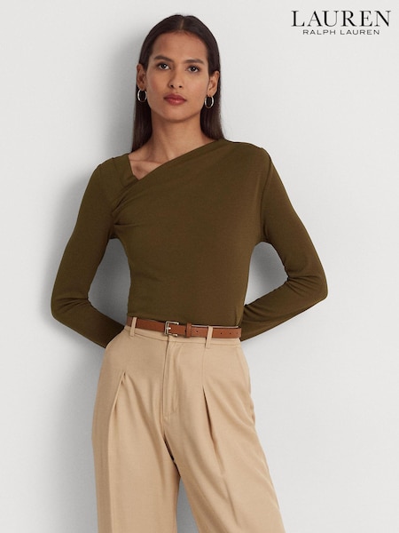 Lauren Ralph Lauren Blue Edreane Pleated Stretch Jersey Top (N41248) | €54