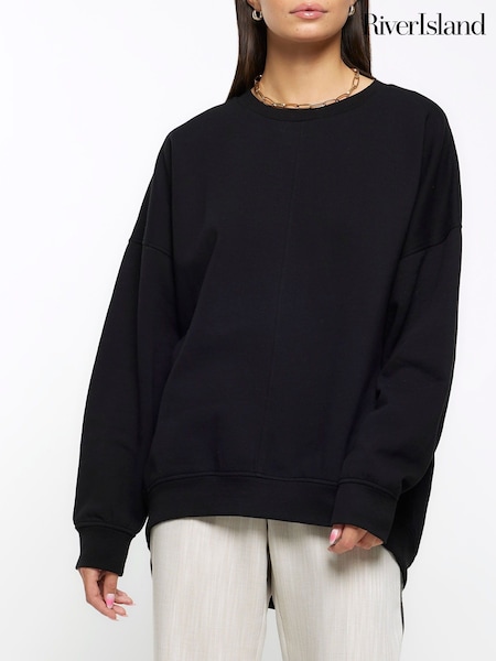 River Island Black Longline Batwing Sweat Top (N41539) | €17.50