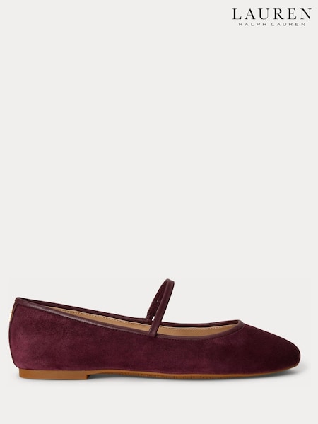 Red - Lauren Ralph Lauren Jayna Suede Mary Jane Ballet Flats