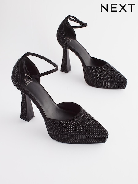 Black Forever Comfort® Point Toe Platform High Heel Shoes (N41709) | €8