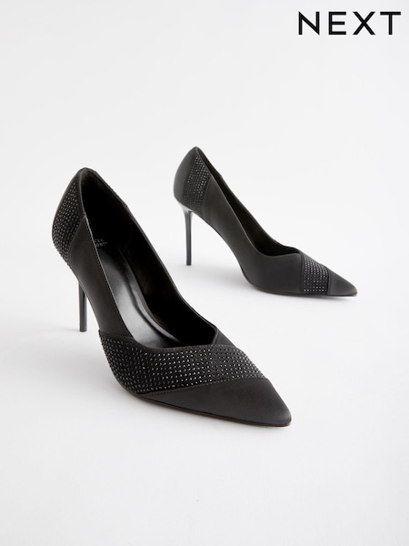 Black Forever Comfort® Sequin Point Toe Slingback Heels (N41712) | €15.50