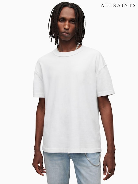 AllSaints White 100% Cotton Isac Short Sleeve Crew T-Shirt (N41799) | AED320