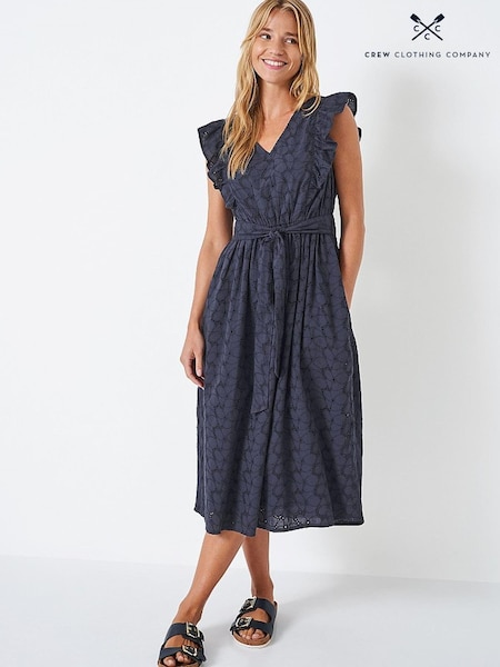 Crew Clothing Company Blue Cotton Embroidered Dress (N41924) | €43