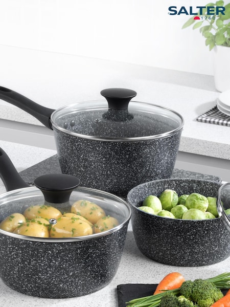 Salter Megastone Forged Aluminium 3 Piece Saucepan Set (N42155) | €102