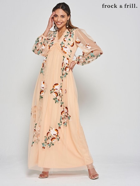 Frock and Frill Orange Embroidered Dress (N42156) | €124