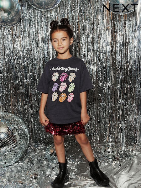 Charcoal Grey Oversized Rolling Stones 100% Cotton T-Shirt (3-16yrs) (N42298) | €8 - €11