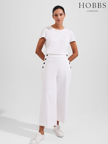 Hobbs White Petite Simone Crop Trousers (N42405) | 220 QAR