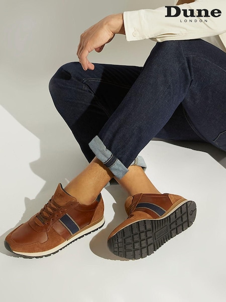 Dune London Brown Standard Fit Treck Stripe Webbing Runner Trainers (N42414) | €144