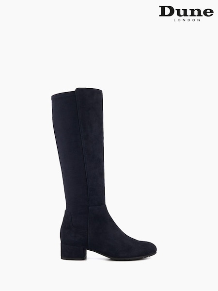 Dune London Blue Standard Fit Tayla Smart Stretch High Leg Boots (N42447) | $278