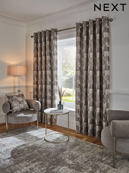 Abstract Jacquard Eyelet Lined Curtains (N42543) | ‏15 ر.ع.‏ - ‏32 ر.ع.‏