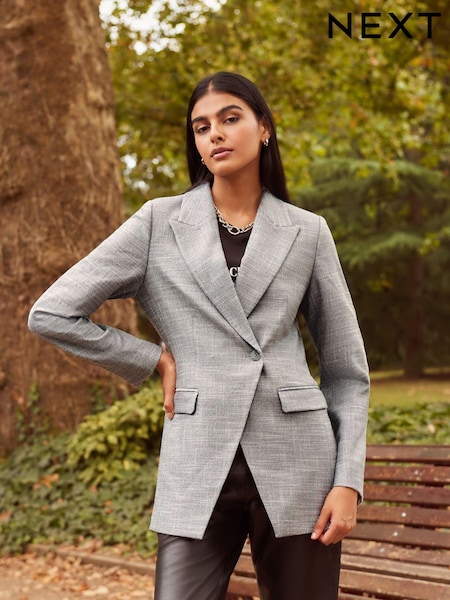 Grey Asymmetric Sparkle Tailored Blazer (N42735) | €42
