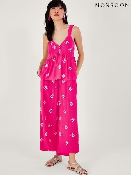 Monsoon Pink Motif Embroidered Cami Top in LENZING™ ECOVERO™ (N42980) | €21.50