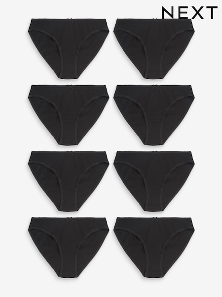 Black High Leg Cotton Rich Knickers 8 Pack (N43291) | €16