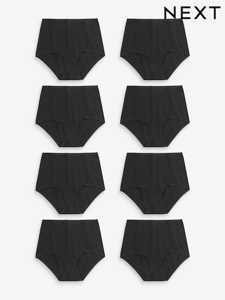 Black Full Brief Cotton Rich Knickers 8 Pack (N43292) | €19