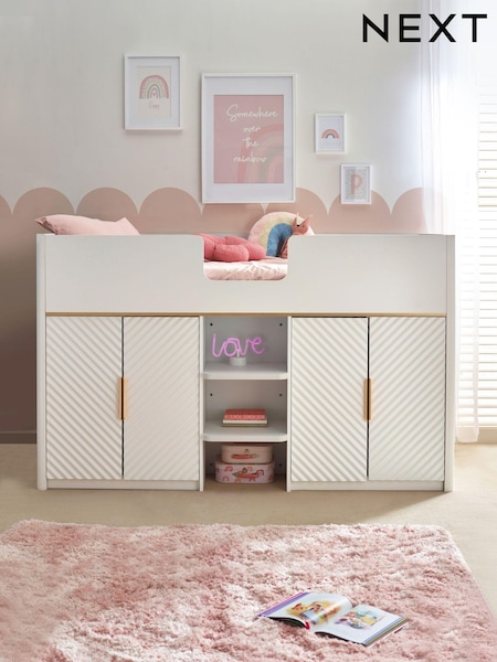 White Valencia Junior Kids Storage Cabin Bed Frame (N43300) | €875