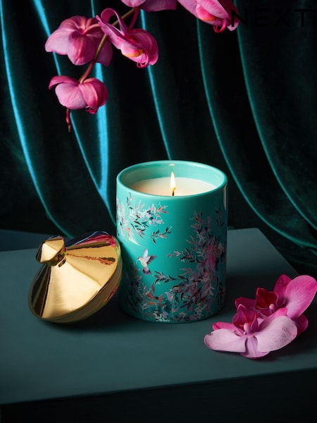 Teal Blue Large Dark Orchid and Patchouli Scented Candle (N43676) | €21