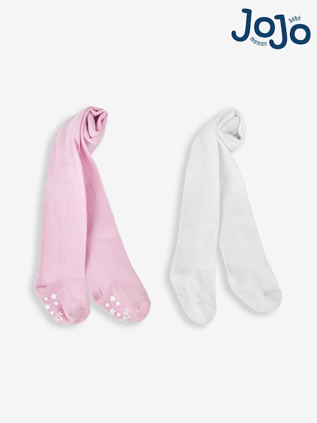 JoJo Maman Bébé Pink 2-Pack Cotton Rich Tights (N43945) | €25