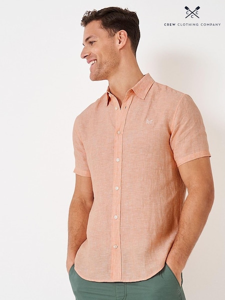 Orange - Crew Clothing Company Klassisches Leinenhemd, Mittelblau (N44075) | 45 €