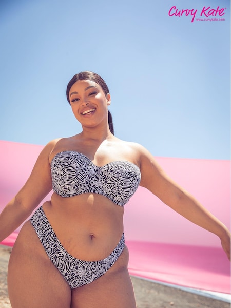 Curvy Kate Print Sundown Bandeau Black Bikini Top (N44085) | €11.50