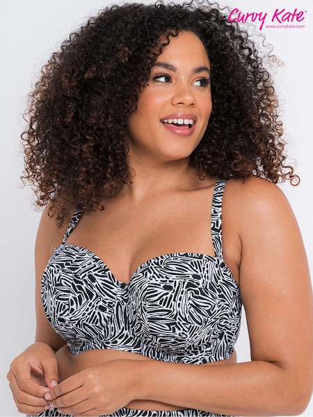 Curvy Kate Print Sundown Balcony Black Bikini Top (N44086) | €21.50