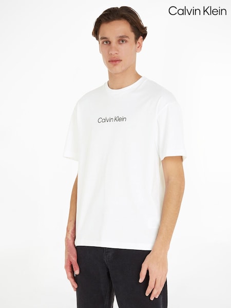 Calvin Klein White Slim Fit 100% Cotton Logo Comfort T-Shirt (N44156) | €71
