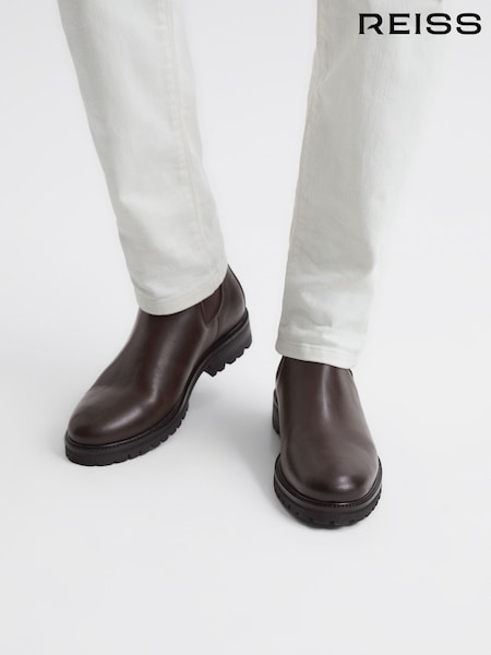 Reiss Chocolate Chiltern Leather Chelsea Boots (N44209) | ₪1,662