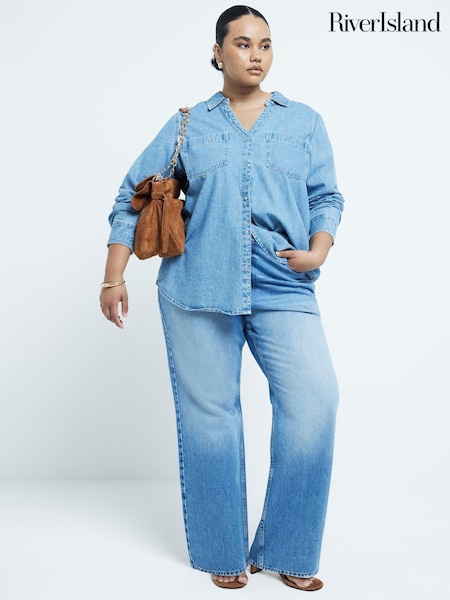 River Island Blue Curve 90s Long Straight Leg High Rise Jeans (N44304) | 2,884 UAH