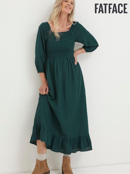 FatFace Forest Green Adele Midi Dress (N44378) | €43.50