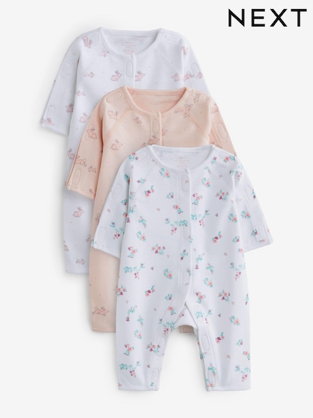 Pink - Premature Baby 100% Cotton Sleepsuits 3 Pack (0-0mths) (N44457) | 26 €