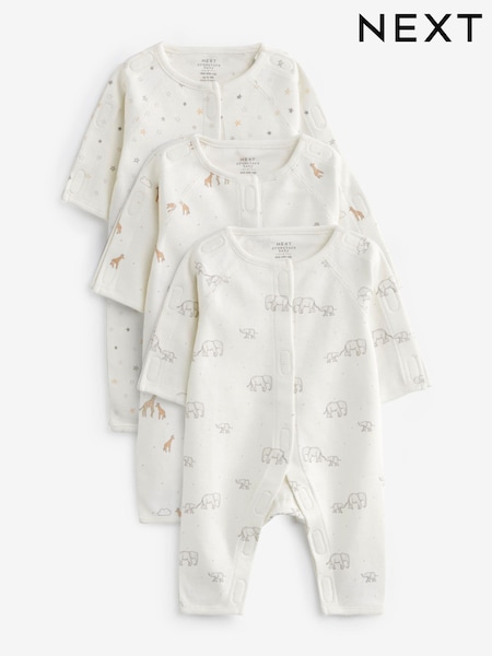 Neutrale Farbe - Premature Baby 100% Cotton Sleepsuits 3 Pack (0-0mths) (N44499) | 15 €