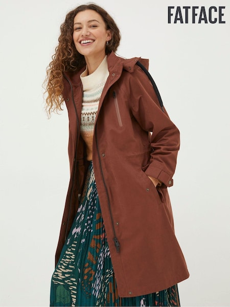 FatFace Brown Waterproof Longline Coat (N44512) | €95