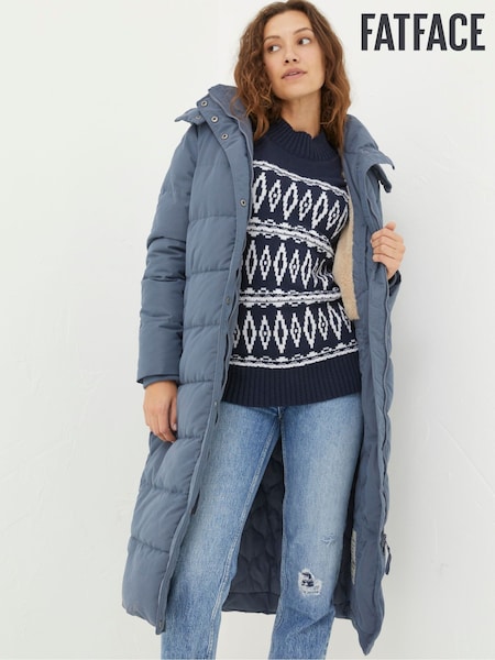 FatFace Blue Harley Long Puffer Coat (N44534) | €108