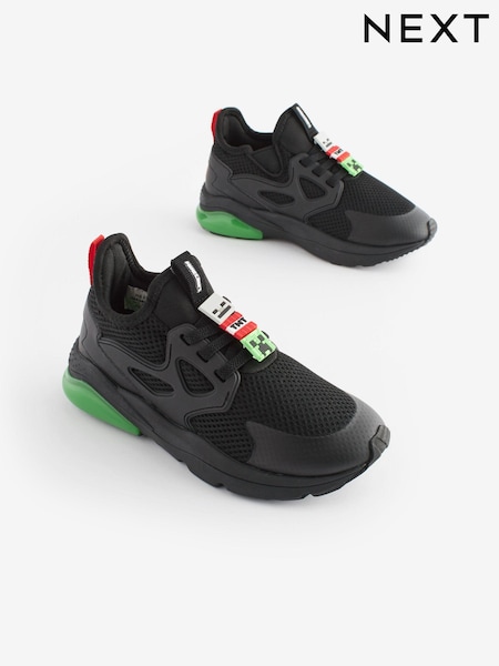 Black/Green Minecraft Elastic Lace Trainers (N44586) | €29 - €37