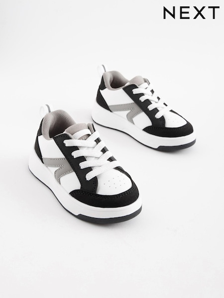 Black/White Standard Fit (F) Elastic Lace Trainers (N44597) | €10 - €12