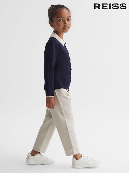 Reiss Navy Helena 9-14 yrs Embellished Knitted Cardigan (N44694) | €20